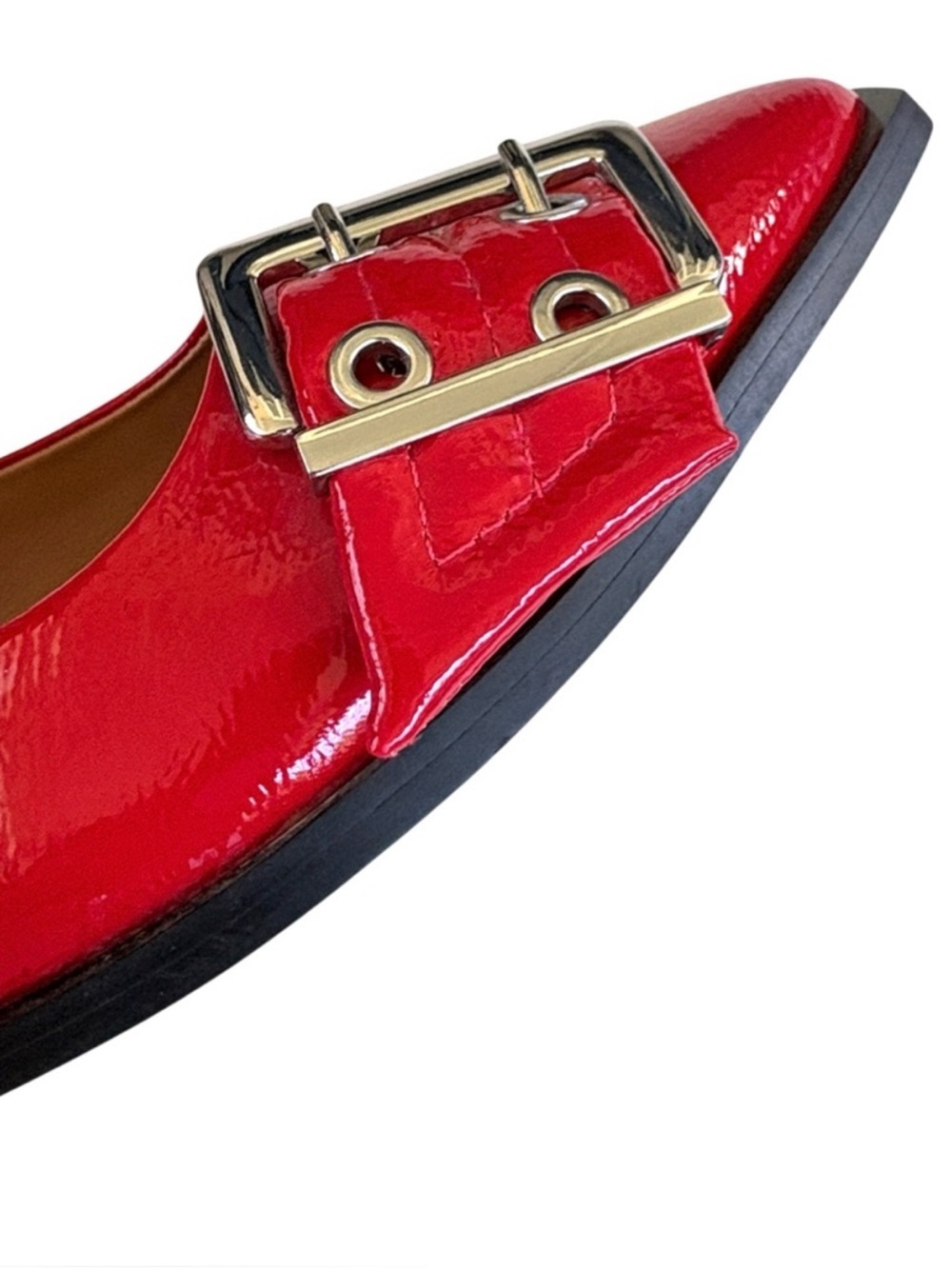EUC Steve Madden Graya Slingback Grommet Flats Red Silver Size 7.5 Retail $120 - Picture 5 of 9